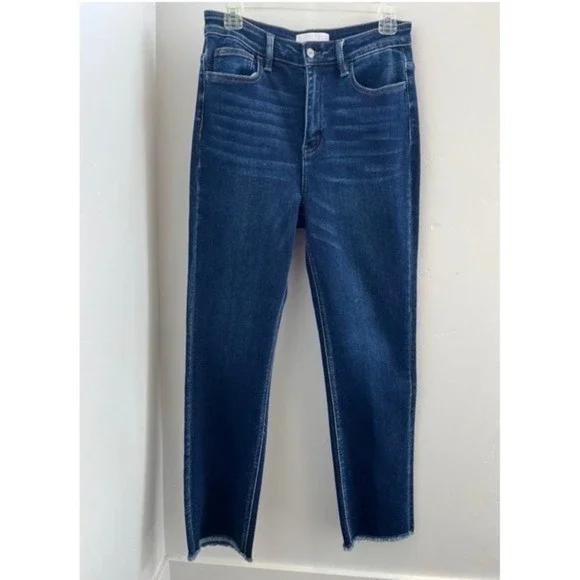 Vervet By Flying Monkey High Rise Cropped Raw Hem Denim Jeans Dark Wash Size 29 - Picture 6 of 14